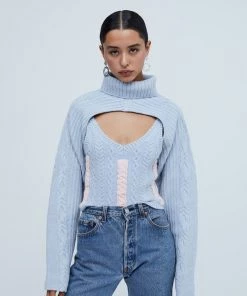 Knitz Paige Layered Turtleneck Sweater