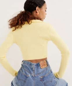 Knitz Mona Cropped Polo Sweater Tops