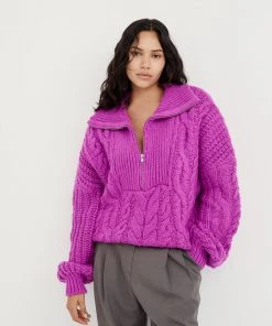 Knitz Andie Zip Front Sweater