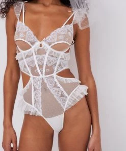 Victorias Secret Lace Heart Embroidery Teddy Lingerie