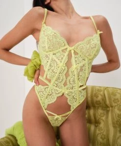 Victorias Secret Creamsicle Lace Bodysuit New