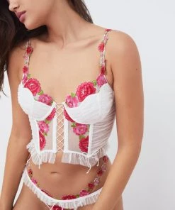Victorias Secret V-Day Floral Embroidery Bustier Lingerie