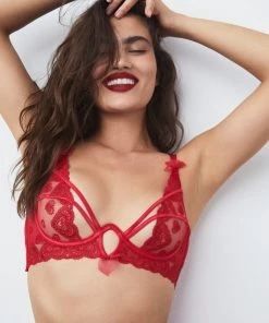Victorias Secret Lingerie Lace Heart Embroidery Bra