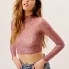 Ready-to-Wear Nadia Sheer Turtleneck Crop Top Tops