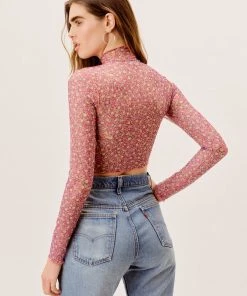 Ready-to-Wear Nadia Sheer Turtleneck Crop Top Tops
