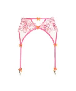 Victorias Secret Hibiscus Embroidery Garter Belt New